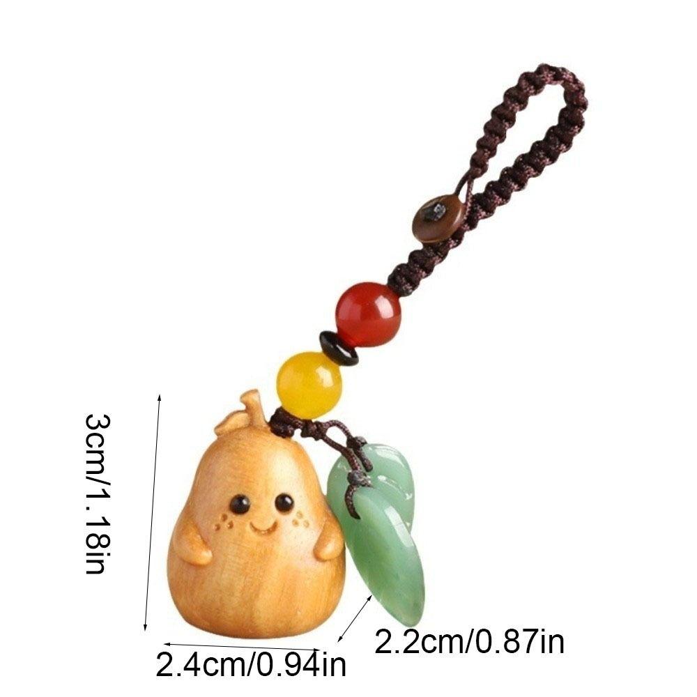 Sandalwood Bag Pendant Cartoon Wood Phone Chain Cute Pear Key Chain Jewelry Findings