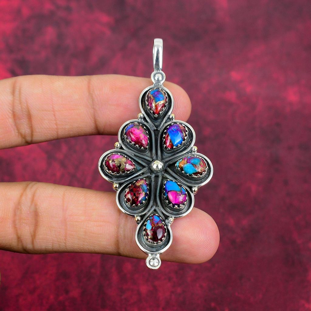 Pink Spiny Oyester Jewelry, 925 Solid Sterling Silver Gemstone Pendant, Handmade Pendant, For Memorial Day