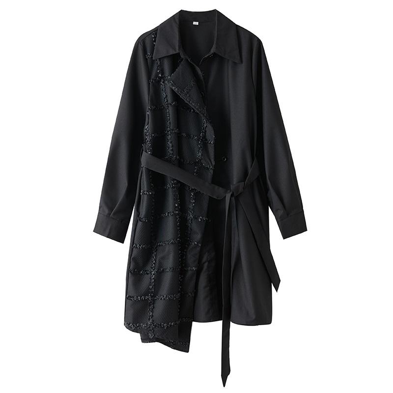 Langärmeliges Übergröße schwarzes Vintage neu in Kleider für Frauen Frühling Herbst lässig locker Midi Hemdkleid