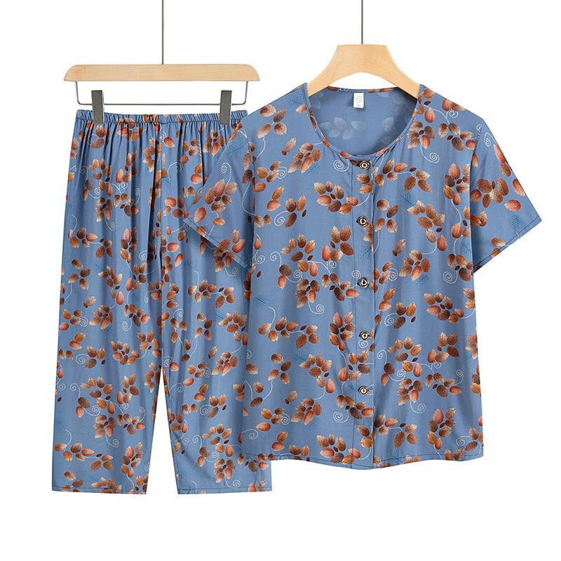 Yuzhaolin Elderly Women's Summer Lightweight Casual Shirt Set