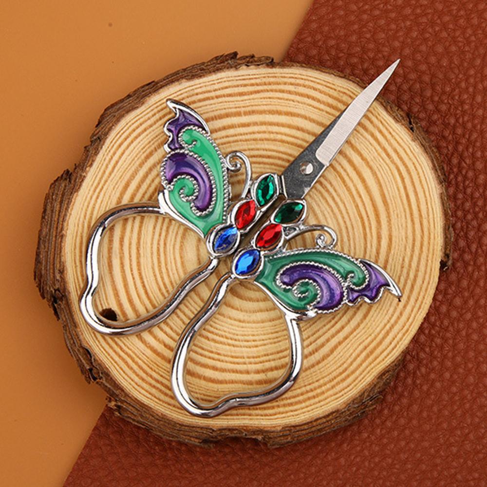 1 Stück Schneider schere Edelstahl Stoffschneider Emaille Spur Gold Silber Schmetterling Höfischer Luxus Altes Europäisches Nähzubehör