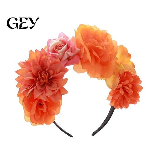 Comfortable Anti-slip Headband 3D Flowers Hair Hoop, Halloween Party Headband, Simulated Flower Rose for Vacation Dance Accessories Gift Multi-color
