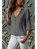 Autumn Winter Fashion Womens Chiffon Shirt Long Sleeves Deep V Neck