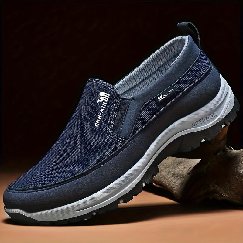 [Men's Non-Slip Loafers] Men's Comfortable Non-Slip Loafers: Solid Color Breathable Knit Slip-On Sneakers, Thick Sole Lightweight Casual Shoes