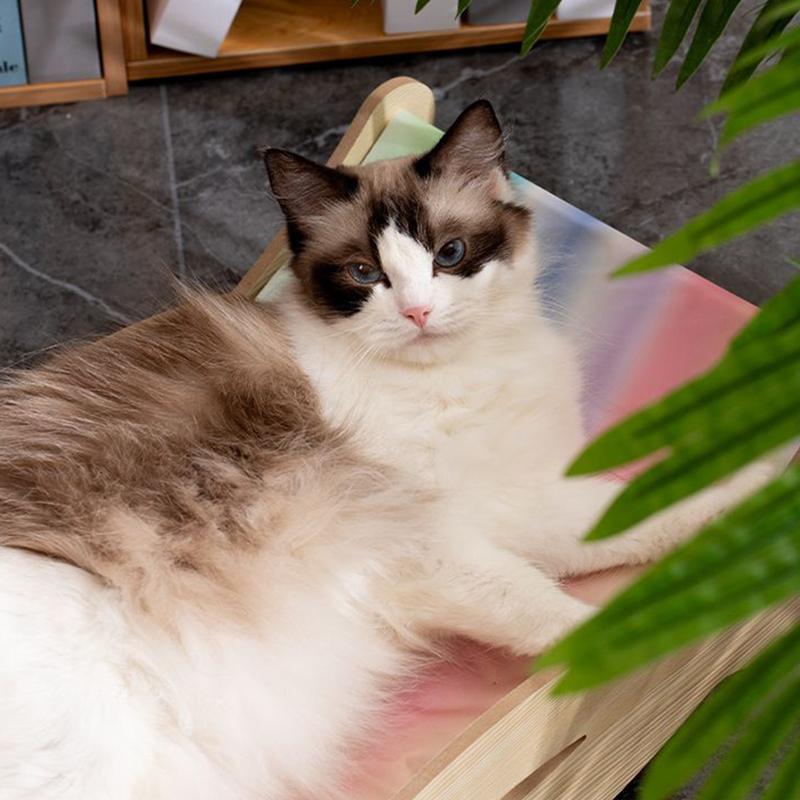 Cat Recliner Chair Kitten Hammock Bed Cooling Wooden Kitten Hammock Lounger For Indoor Outdoor Scratch-resistant Puppy Sofa Bed