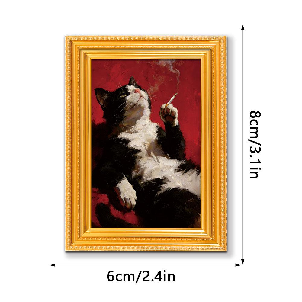 Quirky Black Cat 3D Wooden Photo Frame Magnet Decor
