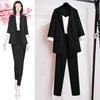 Plus Size Women's Spring Casual Suit: Slimming Jacket & Two-Piece Set for Plump Figure