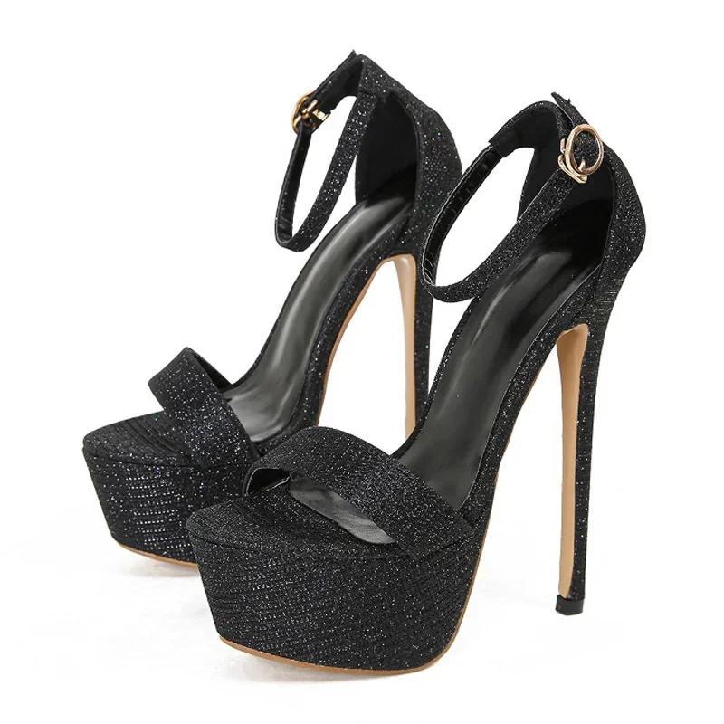 

Fashion Eilyken Sexy Pole Dance High Heels Women Sandals Fashion Platform Open Toe Buckle Strap Party Shoes Size 34-46 34 чёрный