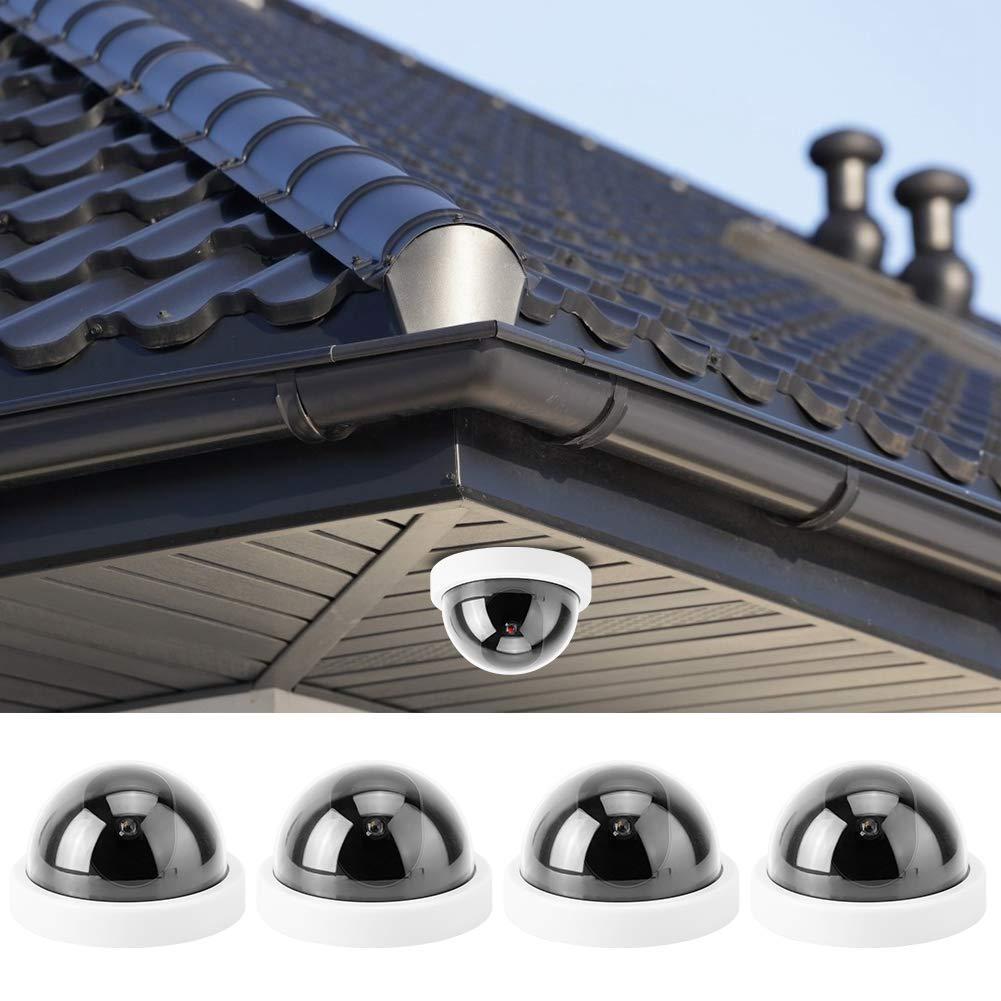 4-Pack Dummy Surveillance Cameras: Indoor/Outdoor, White, Flashing Light