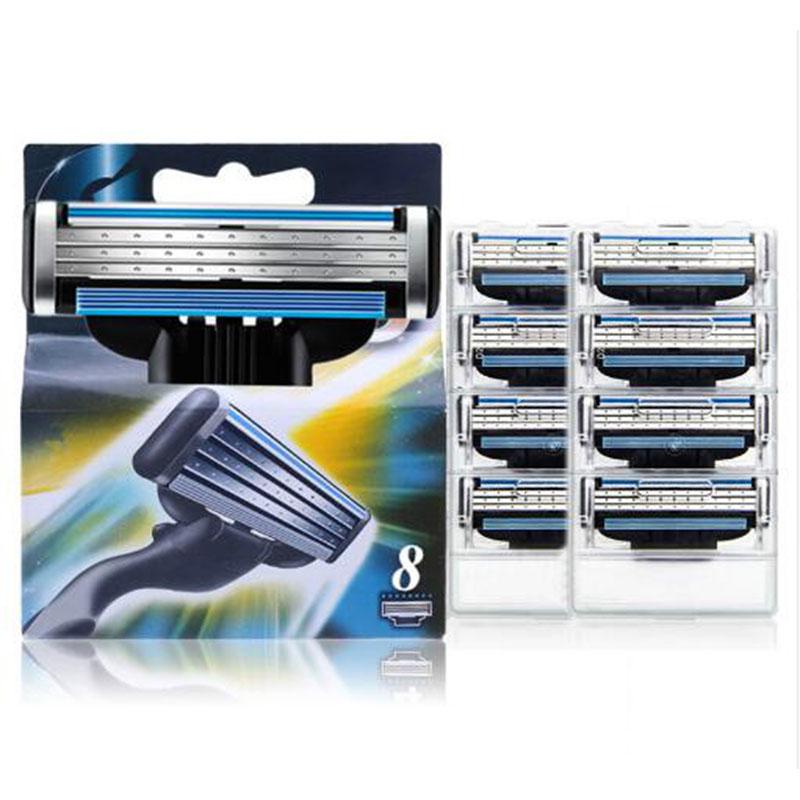 8Pcs/pack Men's Shaving Razor Blades for Men 3layers Blade Shaving Cassette
