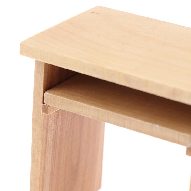 1/12 Dollhouse Miniature Desk With Keyboard And Mouse Wooden Toys Furniture