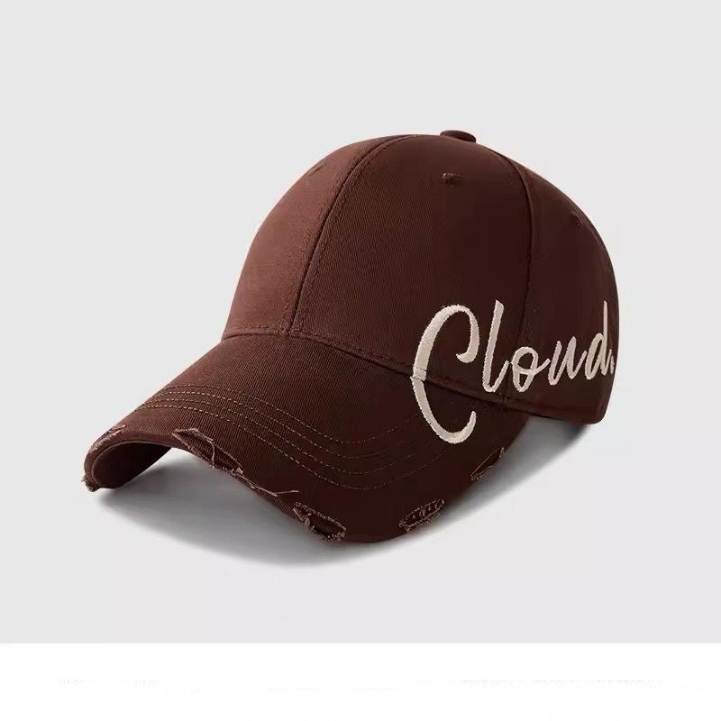 Letter hardtop baseball cap women's new black versatile big head circumference sunshade showing face small baseball cap tide