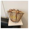 Large capacity bag women's summer new casual shoulder bucket bag woven straw seaside beach bag