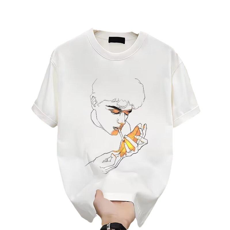 American Trendy Brand Pure Cotton Men'S Printed Short-Sleeved T-Shirt Trendy Men'S And Women'S Casual Round Neck T-Shirt Men'S
