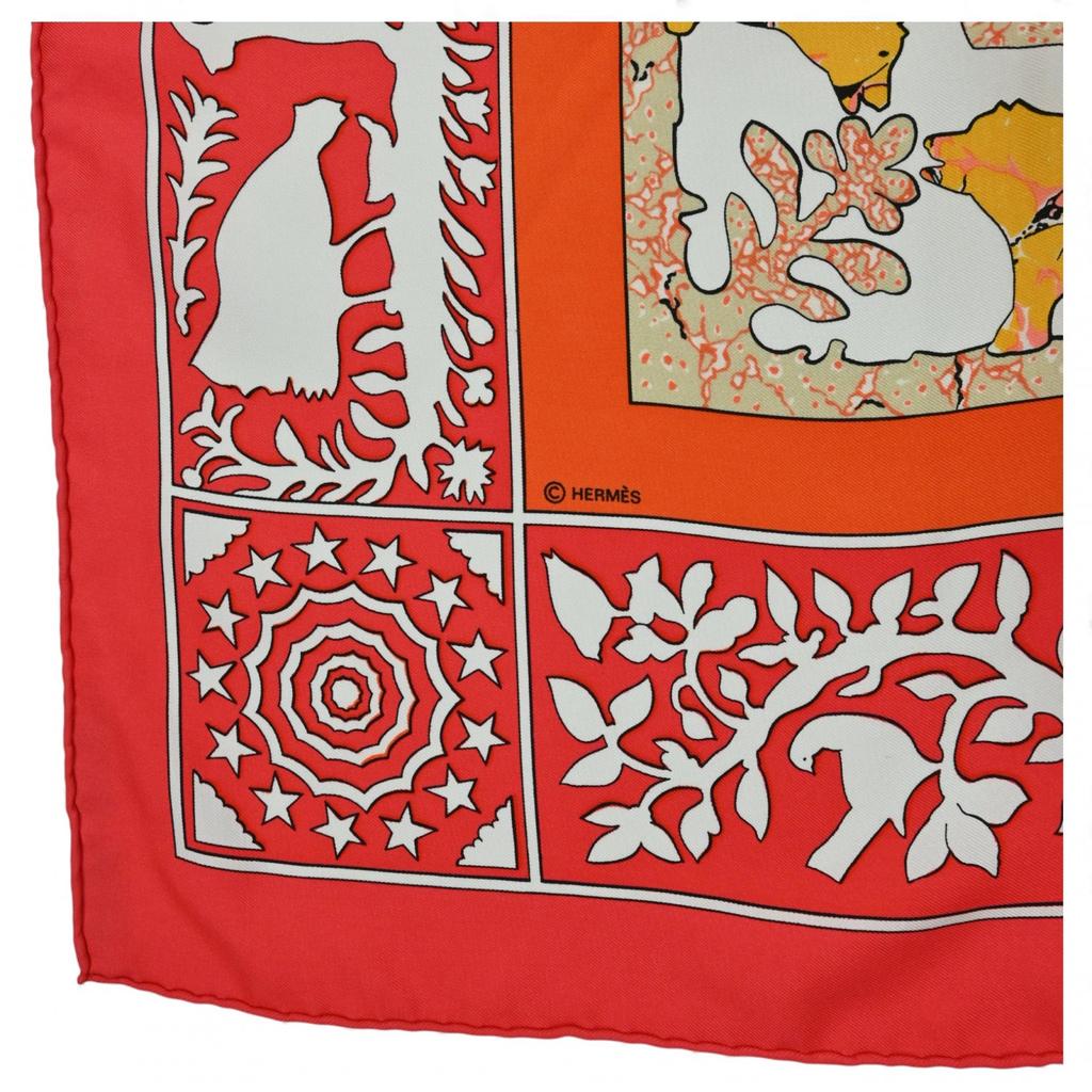 Auth HERMES Carre 90 Scarf Early America Silk he6616sm Used