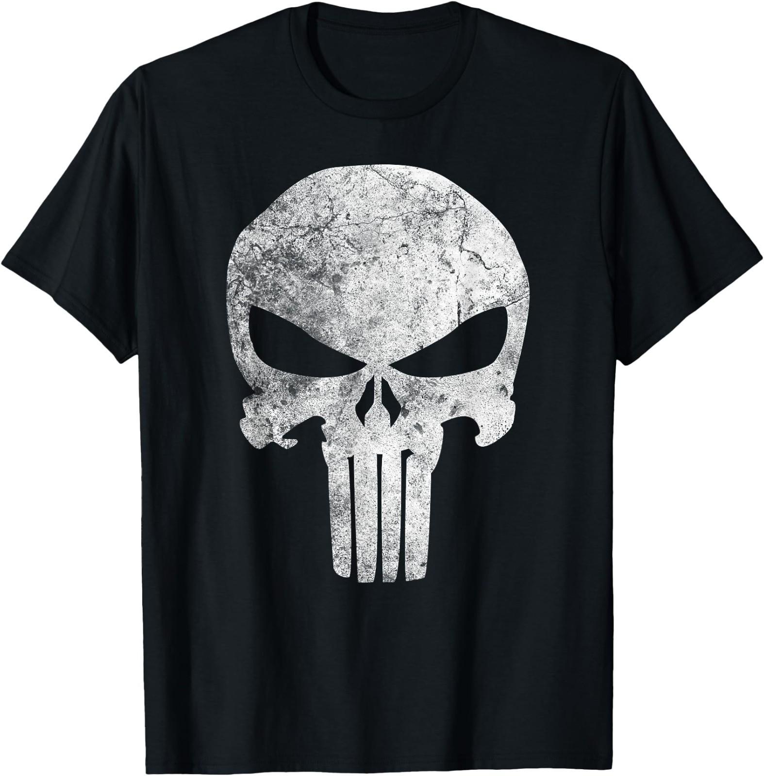 Marvel Comics Punisher Skull Symbol Distressed T-Shirt L