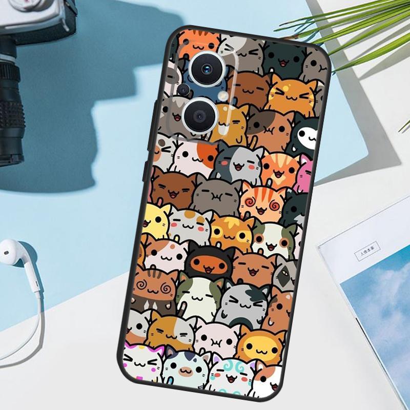 Funny cute cats Cover For OPPO Reno 13 F 10 11 12 14 Pro 11F 12F 14F 7 8 Lite OPPO Find X9 X8 X5 X6 Pro Case