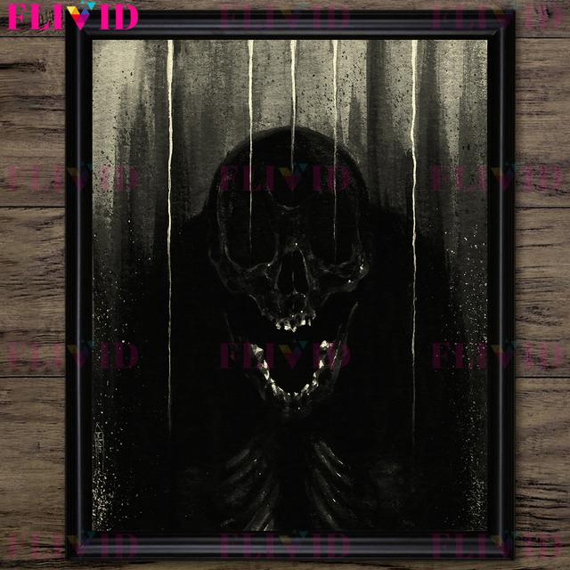 Strašlivý démonický stín, retro nástěnná malba na plátně, duchové v džungli, černo-bílé umělecké plakáty a tištěné dekorace pro dům