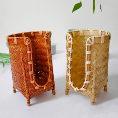 Bamboo Woven Cup Holder Rack Retro Handmade Tea Cup Storage Basket Japanese-style Space Saving Paper Cup Dispenser Mouthwash Cup