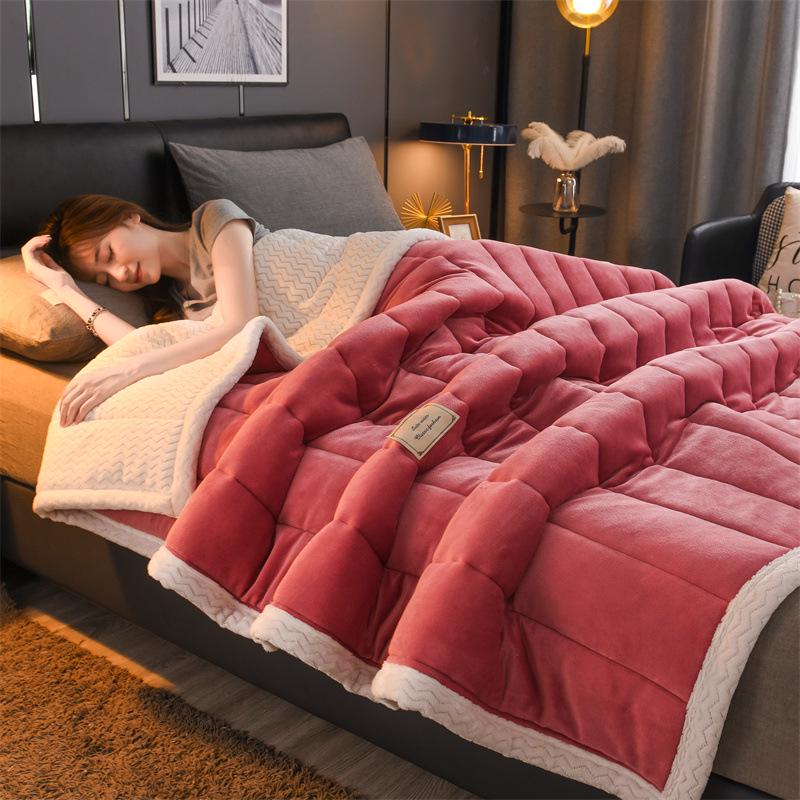Pătură groasă din fleece cu trei straturi din catifea de lapte pentru pat simplu sau dublu - Cuvertură caldă și confortabilă, perfectă pentru cadouri și achiziții de grup