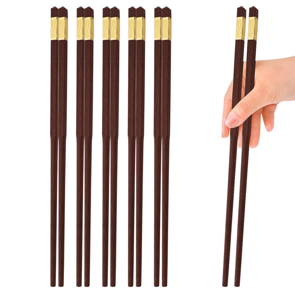 5 Pairs Chinese Chopsticks Reusable Japanese Sushi Chopsticks Household High Grade Healthy Red Wood Chopsticks Set