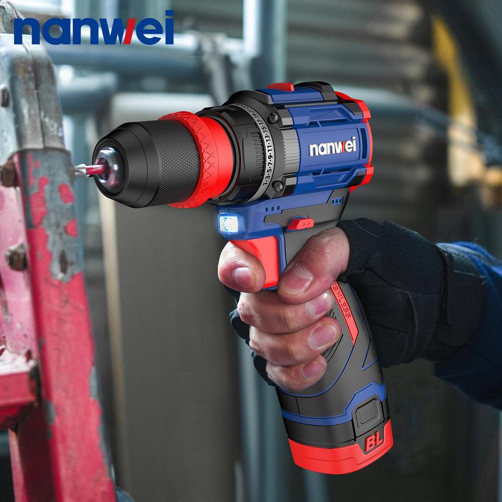 NANWEI 4-in-1 Electric Drill with Multiple Heads,brushless Motor 16 V, 45 Nm