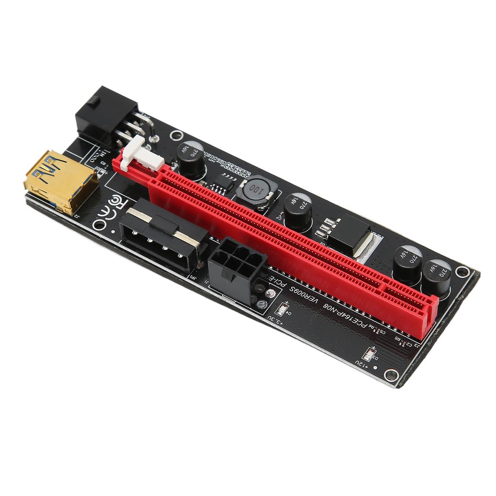 PCIE Riser 4 FP Capacitors 6P Interface Effective Protective Practical Adapter Card for Enhancing Power Supply