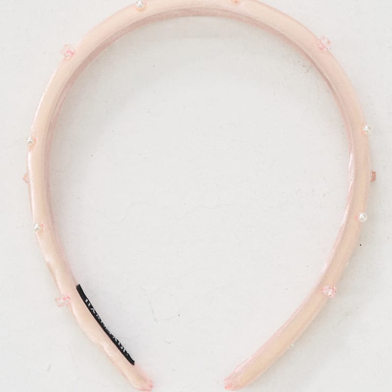 SORRY TOO MUCH LOVE Pearl Gem Seethough Satin Hairband_Pink