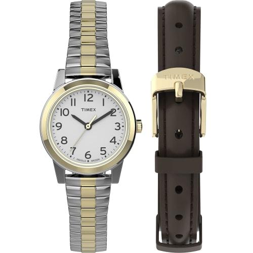 Timex Women's Essex Ave 25mm Watch, Two-Tone, Matte/Gloss Finish.