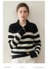 2025 Autumn-Winter Women's Cashmere High-Neck Striped Zipper Sweater