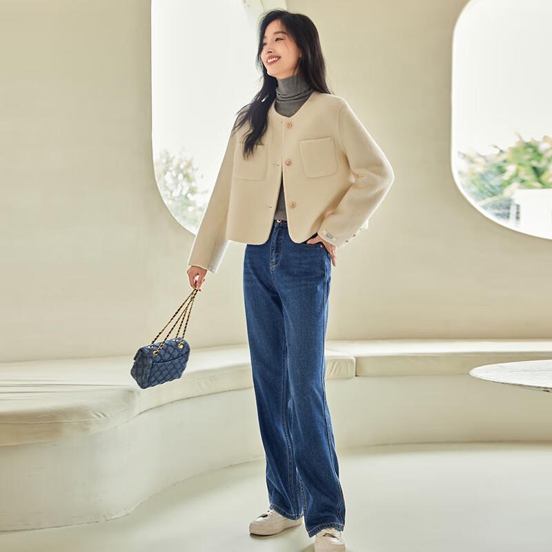 VICTORIA&VERA Women's Short Wool Blend Coat