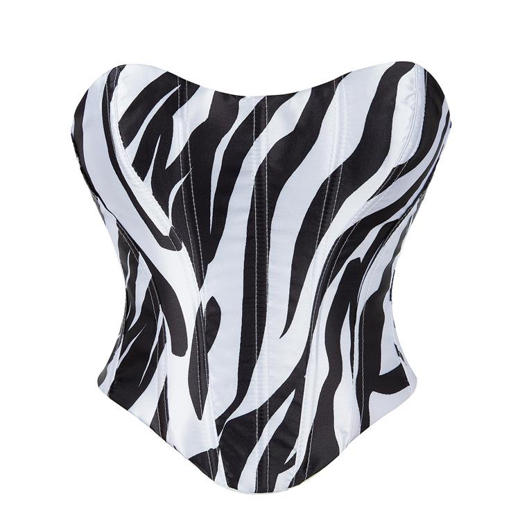 

JYL TS black and white strapless women s top with elastic chest support XS белый