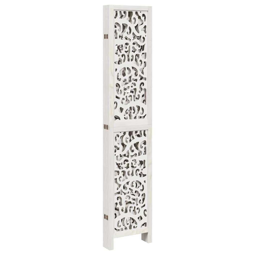 6 Piece Room Divider White Solid Paulownia Wood