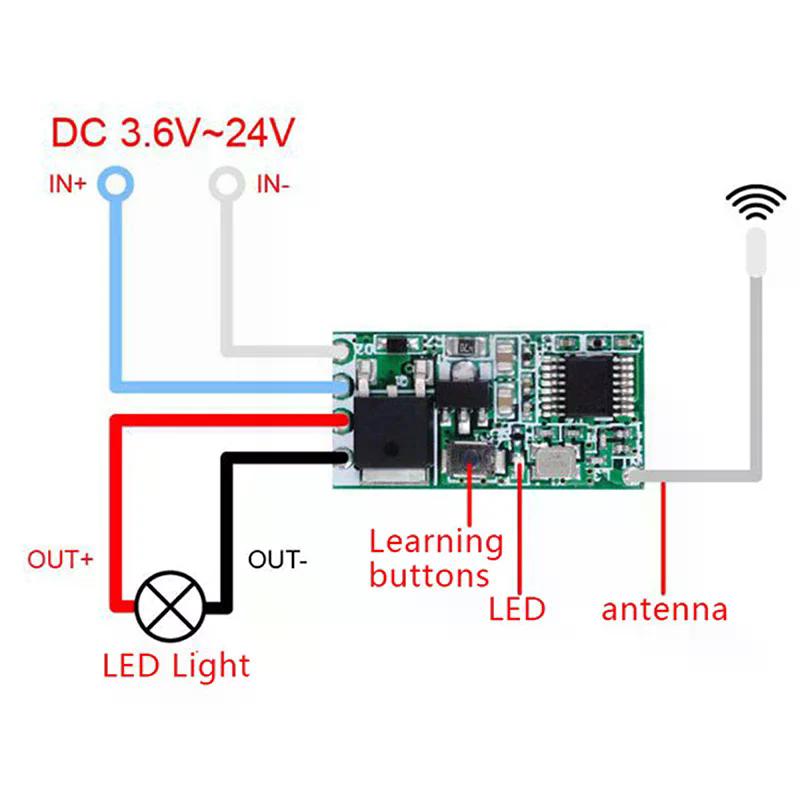 433mhz DC 3.6V 5V 9V 12V 24V 1 Kanallı Mini Röle Kablosuz RF Uzaktan Kumanda Anahtarı LED Lamba Kontrol Cihazı Mikro Alıcı Verici Kendin Yap
