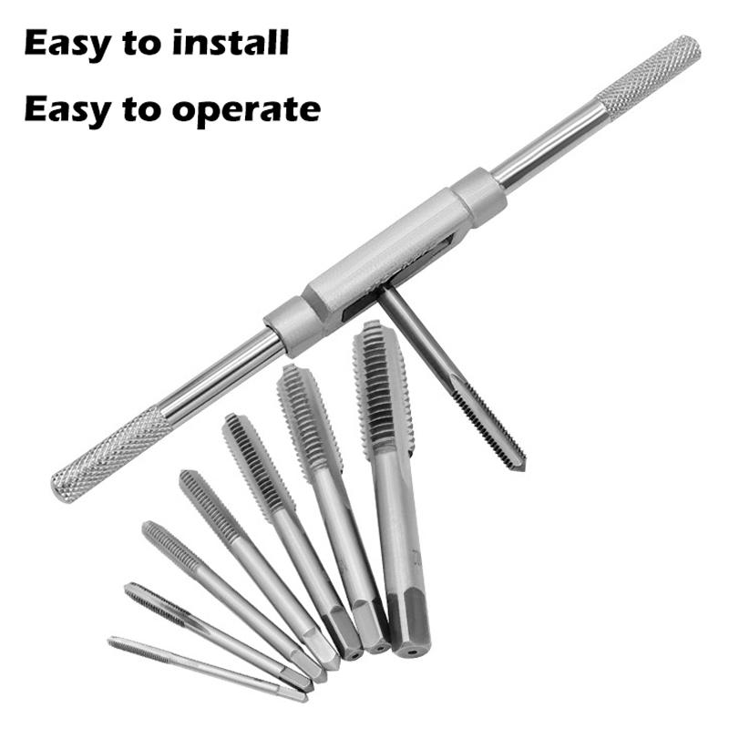 M3-M12 8/6 Pieces Metric Hand Tap Collection HSS Right-handed Tapping Drill Thread Punching Wrench Hand Tools Male To Make Thread In Steel