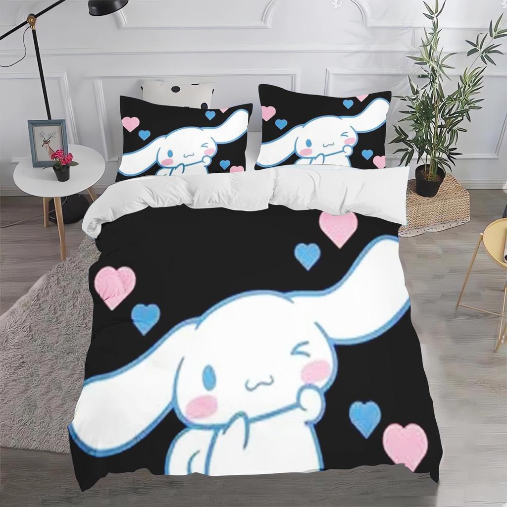 Cinnamon Dog Sanrio Twin Size Bedding Sets Duvet Cover 3-Piece Set 1 Quilt Home  Polyester Comforte Luxury Anime