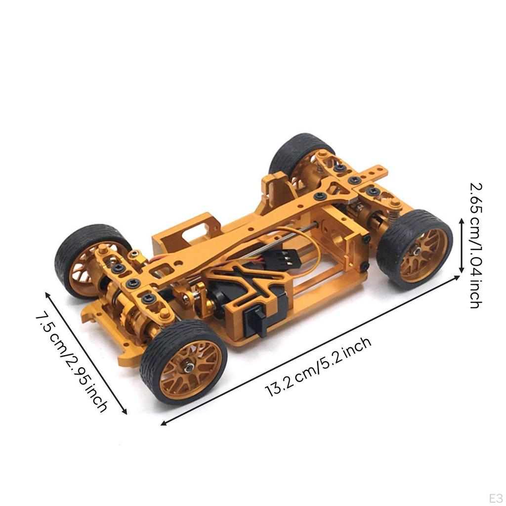 1/28 Scale RC Car Chassis Aluminum Construction Metal Sliding Frame Lightweight remotes Control