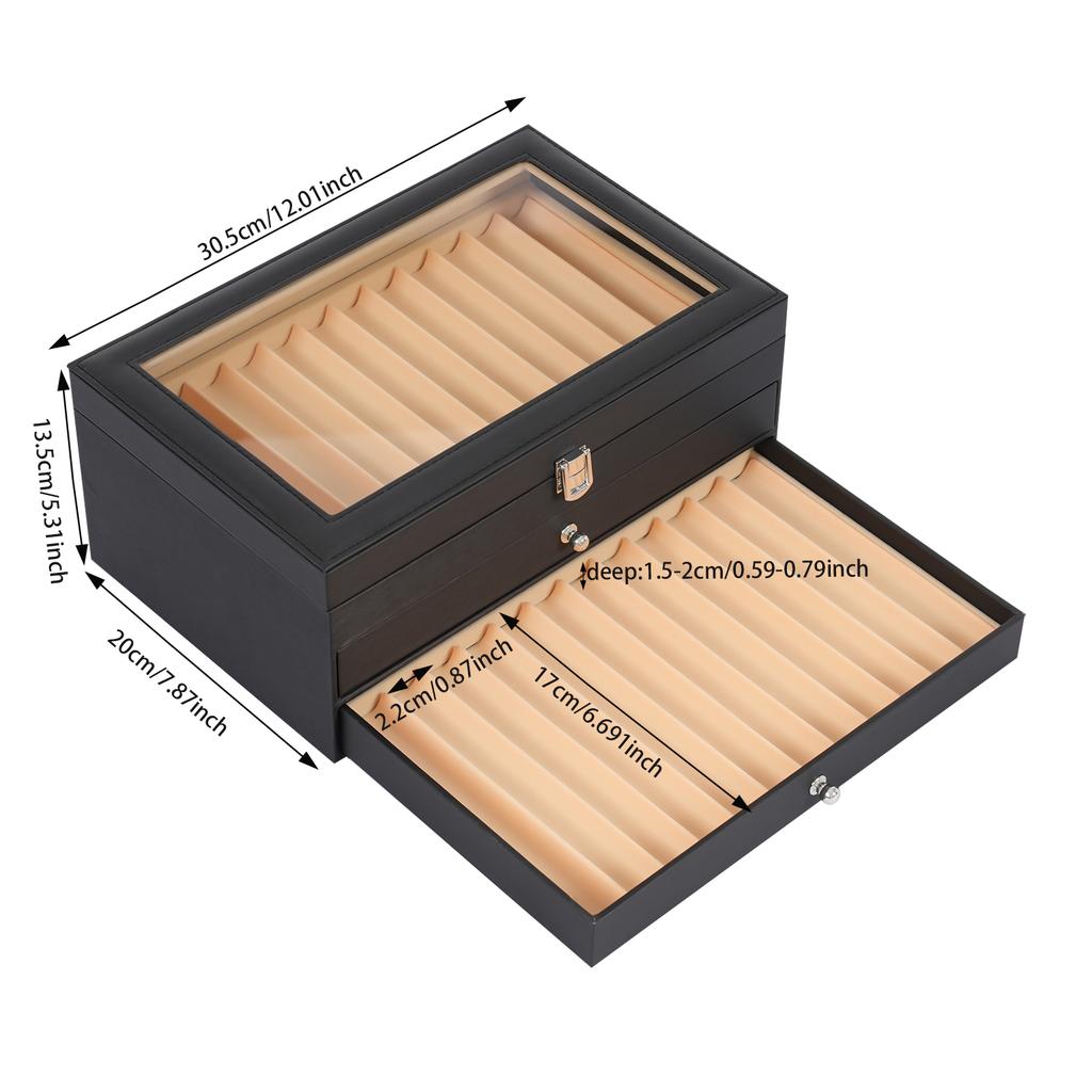 3patrové pouzdro na plnicí pera 36 přihrádek výstavní box na pera sametový organizér na pera úložný box na tužky papírnictví PU oranžová/černá
