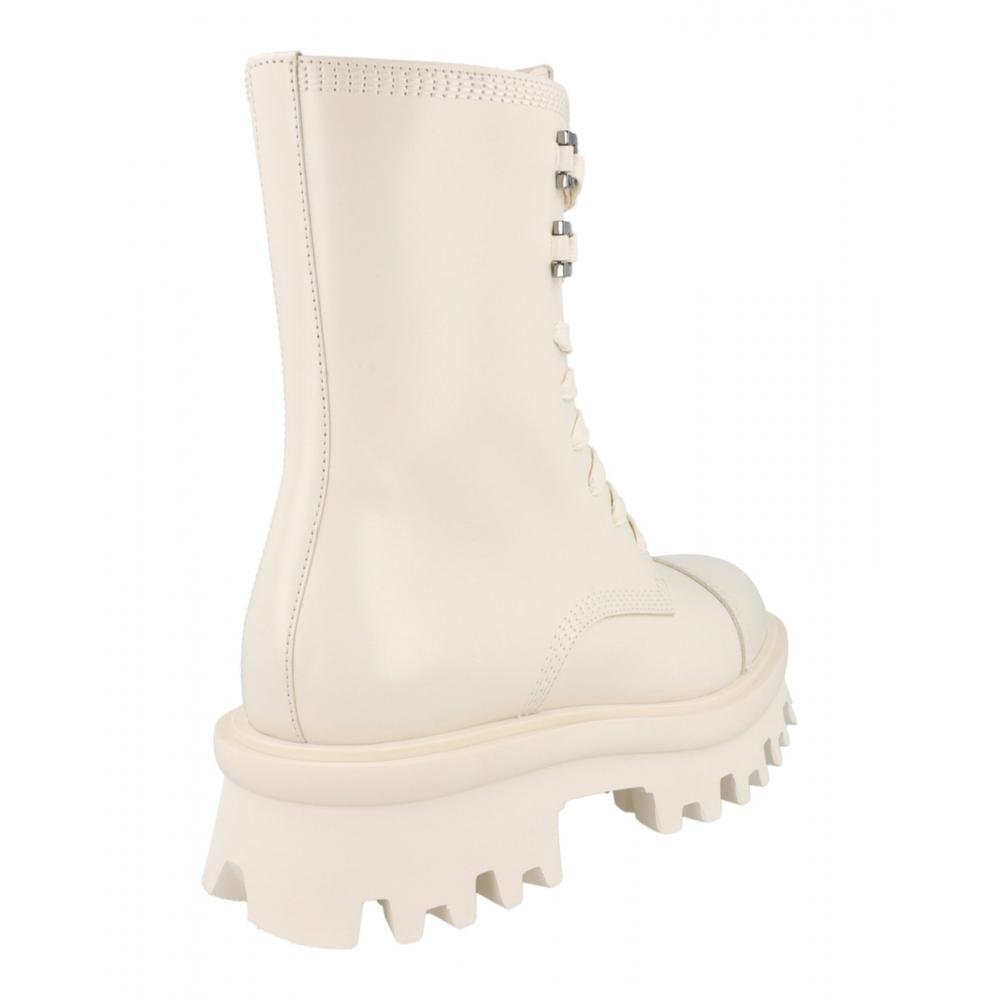 Salvatore Ferragamo Kira Leather Combat Boots White