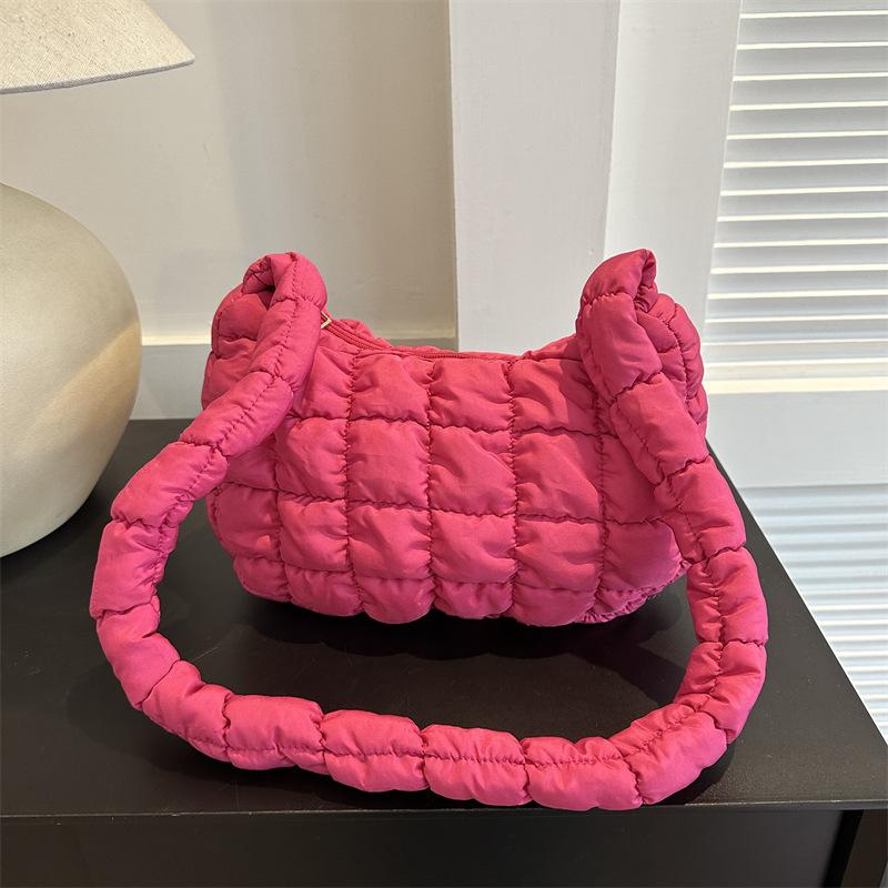 Women Soild Color Crossbody Bag Quilted Pleated Cloud Bubbles Shoulder Bag Handbags