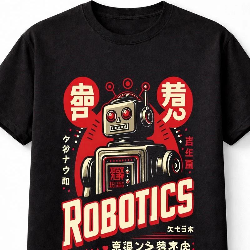 Robotics Retro Robot Graphic Unisex TShirt Vintage SciFi Tech Tee S5XL S