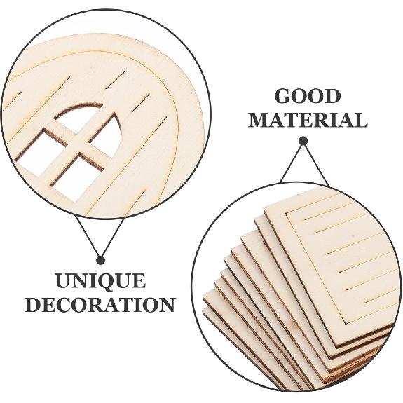 10pcs Wooden Fairy Doors, Unpainted Miniature Doors for DIY Crafting, Garden Mini Fairy House Decor, Unfinished Craft Accessories for Wall