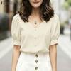 ZANZEA Women Casual V-Neck Solid Color Short Sleeve Blouse