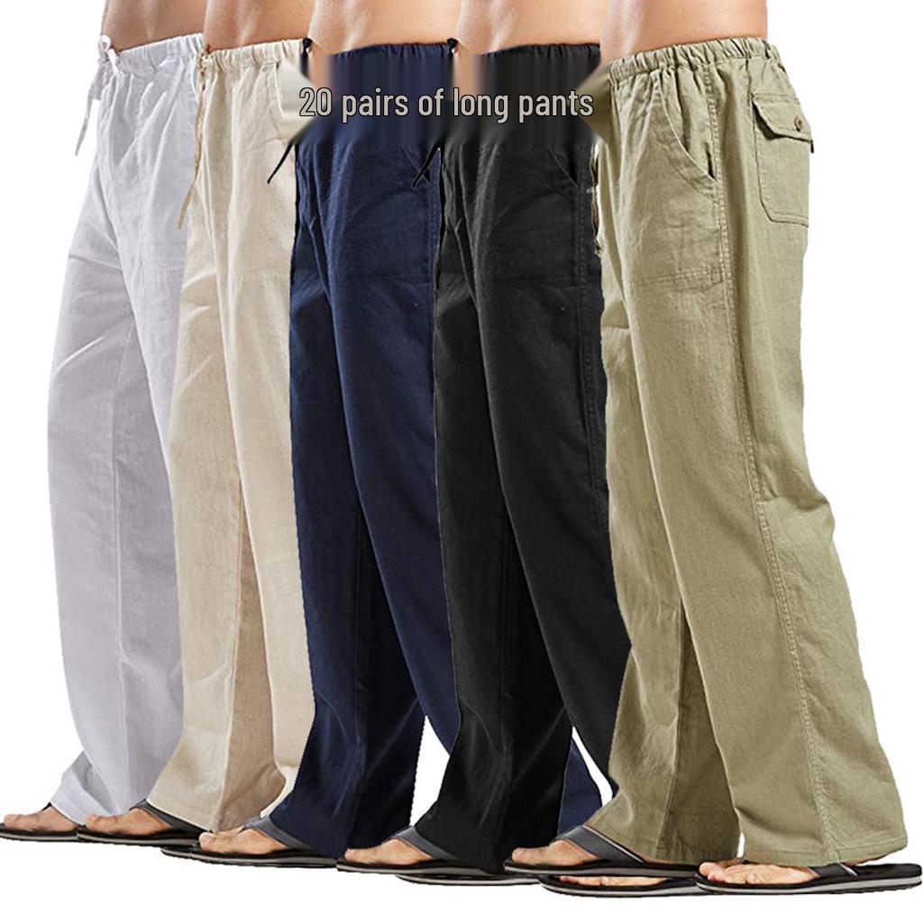 2022 European & American Men's Cotton Linen Casual Long Pants