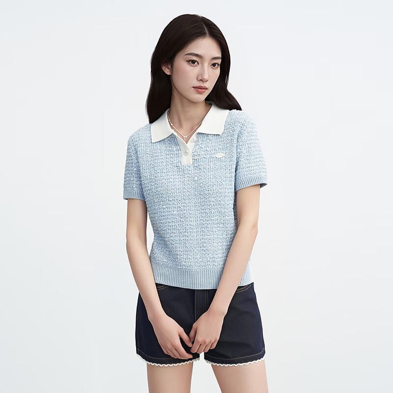 Ledin Chic Knit Short Sleeve Colorblock Polo T-shirt
