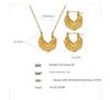 European-American Hammered Texture Pleated Choker and Titanium Steel Necklace Earring Set
