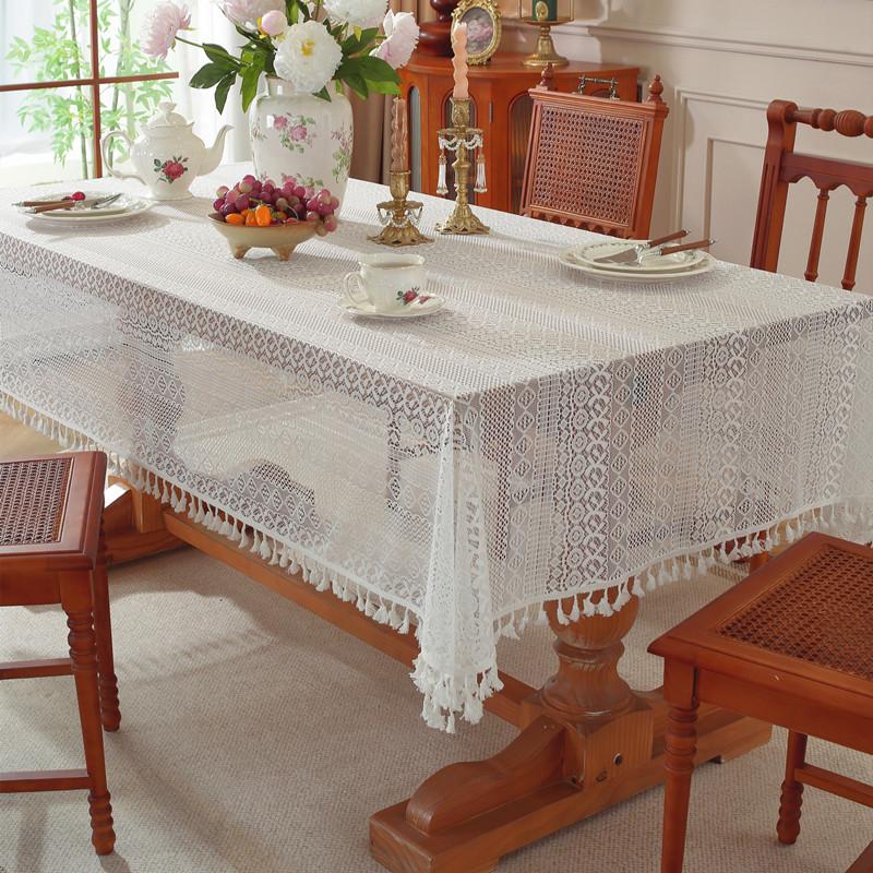 French Lace Romantic White Hollow Striped Tablecloth Tablecloth Tablecloth Wedding Decoration