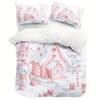 3 st julmönstrat lapptäcke set Rosa snögubbe sängkläder romantisk vinter pepparkakshus design mjuk sovrumsinredning hjärtmönster
