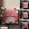 Yae Miko Genshin Impact Cushion Cover Natural Linen Organic Fabric DoubleSided Printing Sofa Home Decor Gift Pillow Case