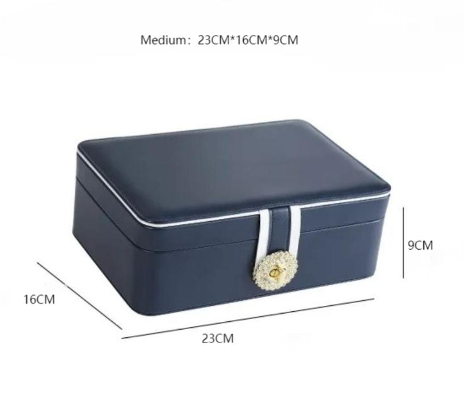 Dubbellagers Smyckeskrin Organizer Stor Kapacitet PU-läder Förvaring Ringbox Örhängen Örhängen Smyckesställ Smyckesförpackning